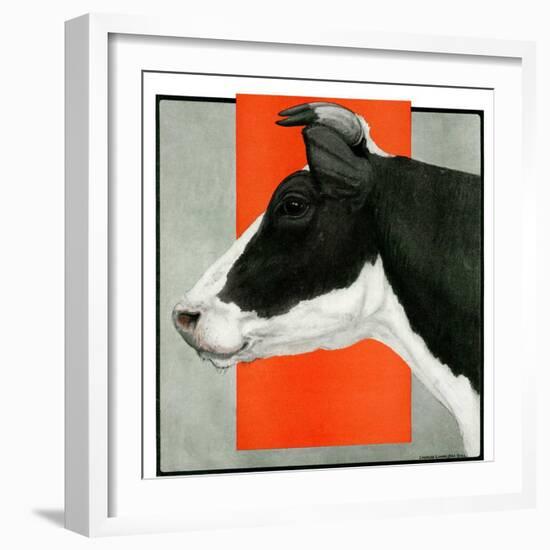 "Black and White Cow in Profile,"July 21, 1923-Charles Bull-Framed Giclee Print