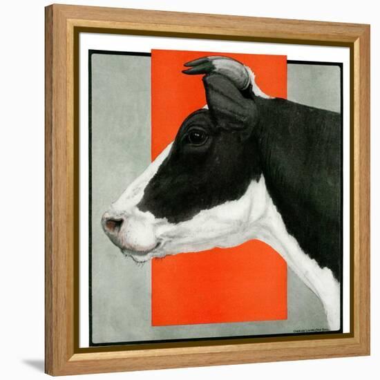 "Black and White Cow in Profile,"July 21, 1923-Charles Bull-Framed Premier Image Canvas