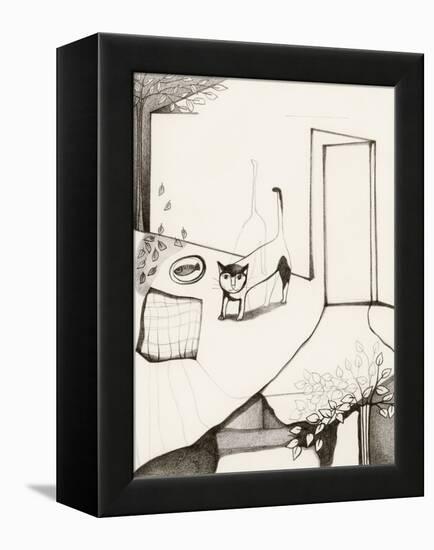 Black and White Drawing of Cat-Marie Bertrand-Framed Premier Image Canvas