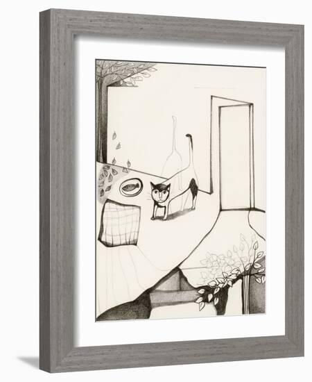 Black and White Drawing of Cat-Marie Bertrand-Framed Giclee Print