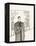 Black and White Drawing of Man Standing with Flowers in Hand-Marie Bertrand-Framed Premier Image Canvas