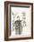 Black and White Drawing of Man Standing with Flowers in Hand-Marie Bertrand-Framed Giclee Print