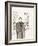 Black and White Drawing of Man Standing with Flowers in Hand-Marie Bertrand-Framed Giclee Print