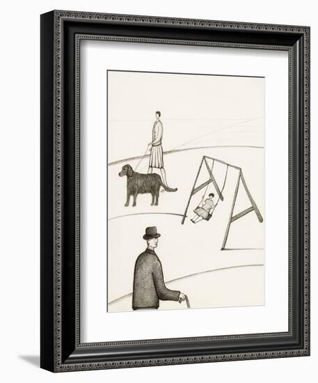 Black and White Drawing of People Taking Walk Outside-Marie Bertrand-Framed Giclee Print