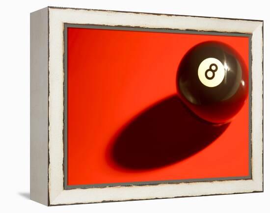 Black and White Eight Ball on with Shadow on Red Background-null-Framed Premier Image Canvas