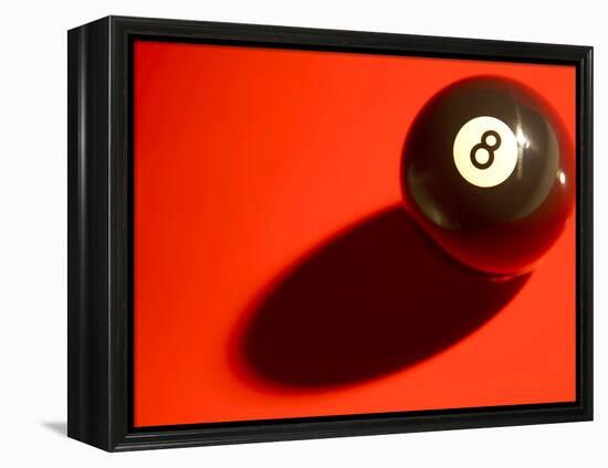 Black and White Eight Ball on with Shadow on Red Background-null-Framed Premier Image Canvas