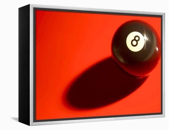 Black and White Eight Ball on with Shadow on Red Background-null-Framed Premier Image Canvas