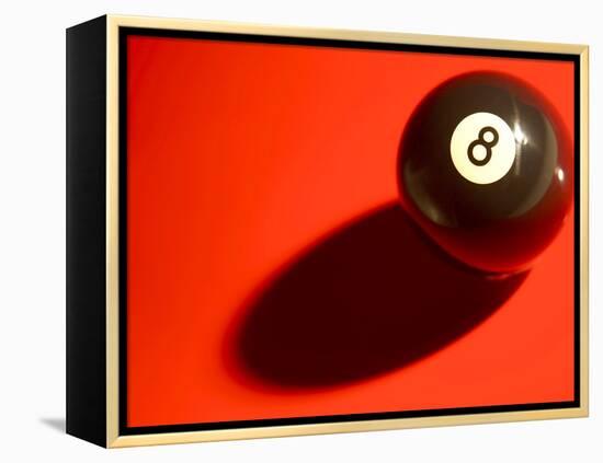 Black and White Eight Ball on with Shadow on Red Background-null-Framed Premier Image Canvas