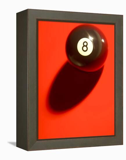 Black and White Eight Ball on with Shadow on Red Background-null-Framed Premier Image Canvas