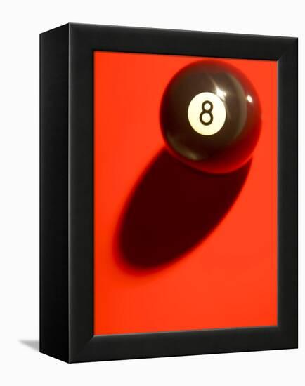 Black and White Eight Ball on with Shadow on Red Background-null-Framed Premier Image Canvas