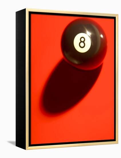 Black and White Eight Ball on with Shadow on Red Background-null-Framed Premier Image Canvas