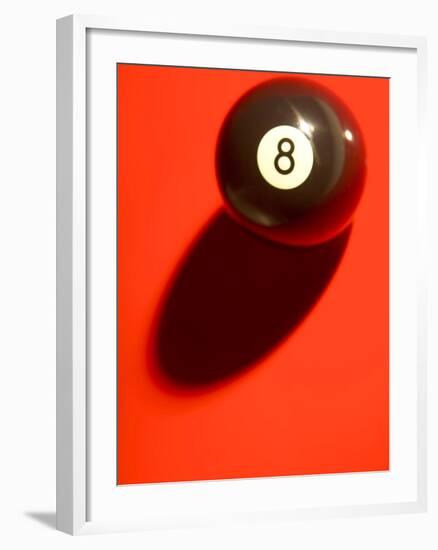 Black and White Eight Ball on with Shadow on Red Background-null-Framed Photographic Print