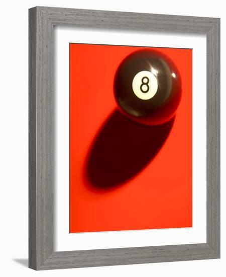 Black and White Eight Ball on with Shadow on Red Background-null-Framed Photographic Print