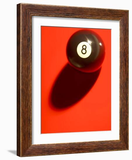 Black and White Eight Ball on with Shadow on Red Background-null-Framed Photographic Print