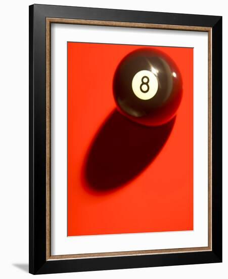 Black and White Eight Ball on with Shadow on Red Background-null-Framed Photographic Print