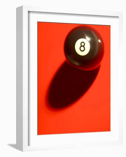 Black and White Eight Ball on with Shadow on Red Background-null-Framed Photographic Print