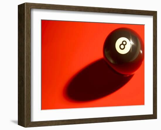 Black and White Eight Ball on with Shadow on Red Background-null-Framed Photographic Print