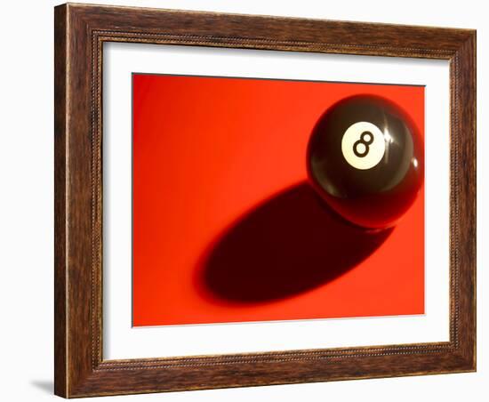 Black and White Eight Ball on with Shadow on Red Background-null-Framed Photographic Print