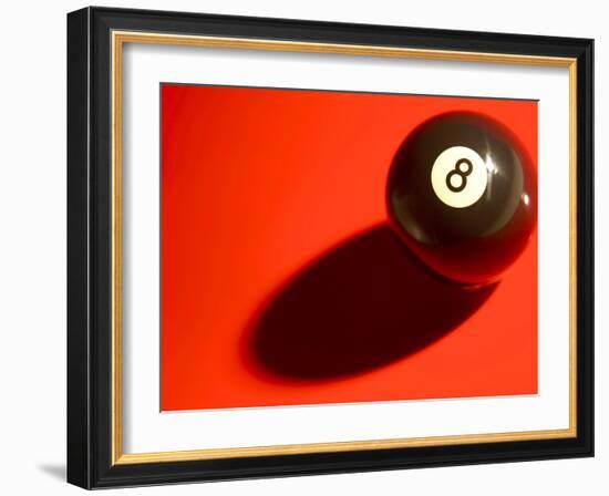 Black and White Eight Ball on with Shadow on Red Background-null-Framed Photographic Print