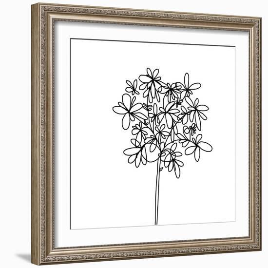 Black and White Happy Flower 1-Jan Weiss-Framed Art Print