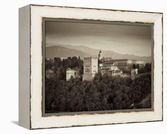 Black and White Image of Alhambra Palce, Granada, Andalucia, Spain-Alan Copson-Framed Premier Image Canvas