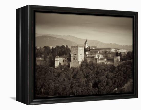 Black and White Image of Alhambra Palce, Granada, Andalucia, Spain-Alan Copson-Framed Premier Image Canvas