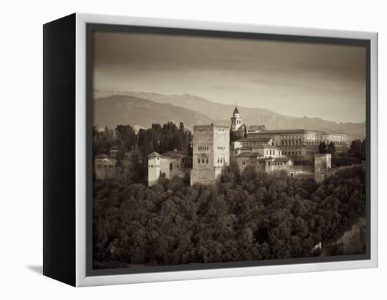 Black and White Image of Alhambra Palce, Granada, Andalucia, Spain-Alan Copson-Framed Premier Image Canvas