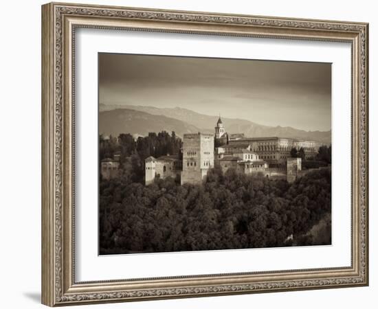 Black and White Image of Alhambra Palce, Granada, Andalucia, Spain-Alan Copson-Framed Photographic Print