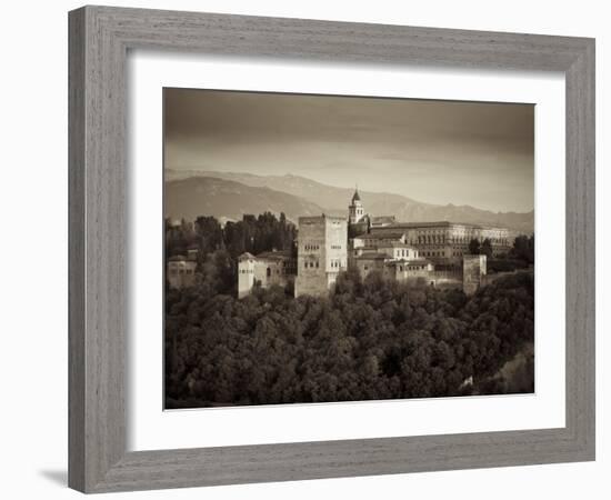 Black and White Image of Alhambra Palce, Granada, Andalucia, Spain-Alan Copson-Framed Photographic Print