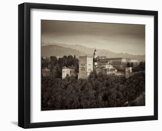 Black and White Image of Alhambra Palce, Granada, Andalucia, Spain-Alan Copson-Framed Photographic Print