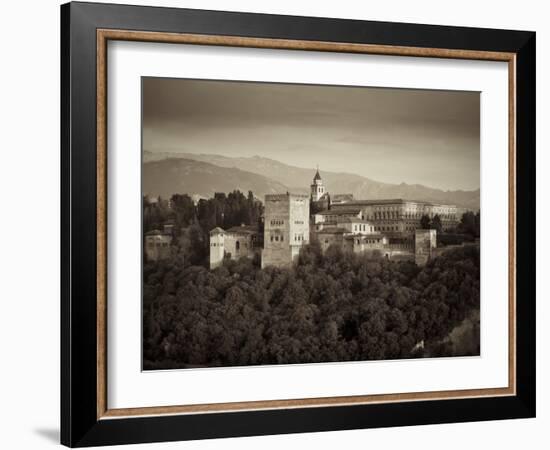 Black and White Image of Alhambra Palce, Granada, Andalucia, Spain-Alan Copson-Framed Photographic Print