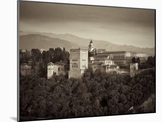 Black and White Image of Alhambra Palce, Granada, Andalucia, Spain-Alan Copson-Mounted Photographic Print