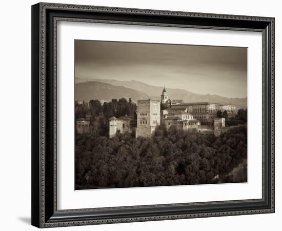 Black and White Image of Alhambra Palce, Granada, Andalucia, Spain-Alan Copson-Framed Photographic Print