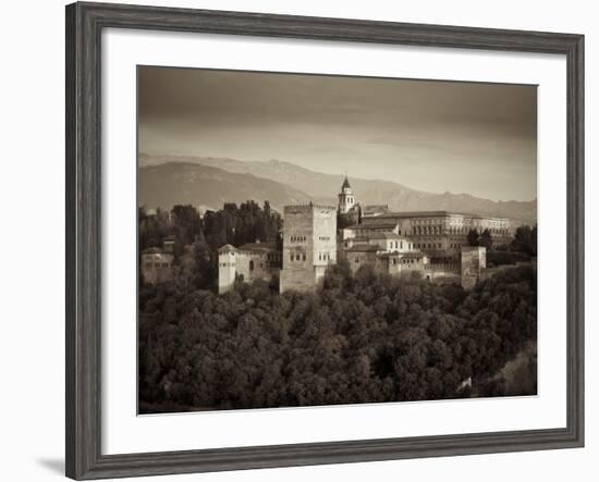 Black and White Image of Alhambra Palce, Granada, Andalucia, Spain-Alan Copson-Framed Photographic Print