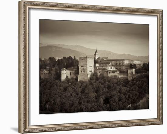 Black and White Image of Alhambra Palce, Granada, Andalucia, Spain-Alan Copson-Framed Photographic Print