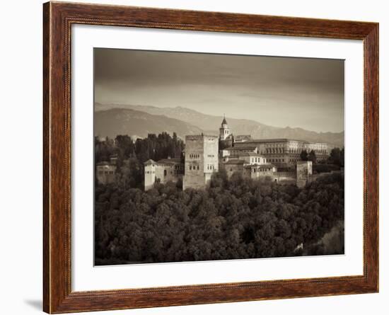 Black and White Image of Alhambra Palce, Granada, Andalucia, Spain-Alan Copson-Framed Photographic Print