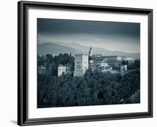 Black and White Image of Alhambra Palce, Granada, Andalucia, Spain-Alan Copson-Framed Photographic Print