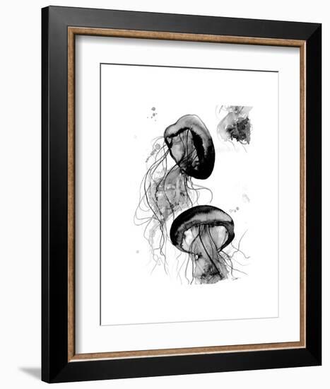 Black and White Jellyfish-Jessica Durrant-Framed Art Print