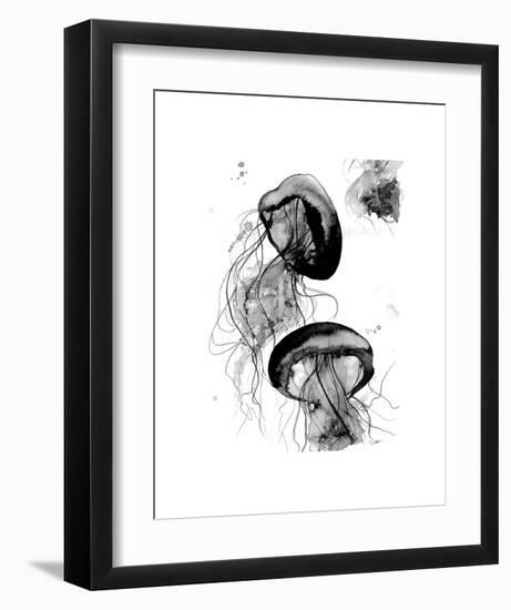 Black and White Jellyfish-Jessica Durrant-Framed Art Print