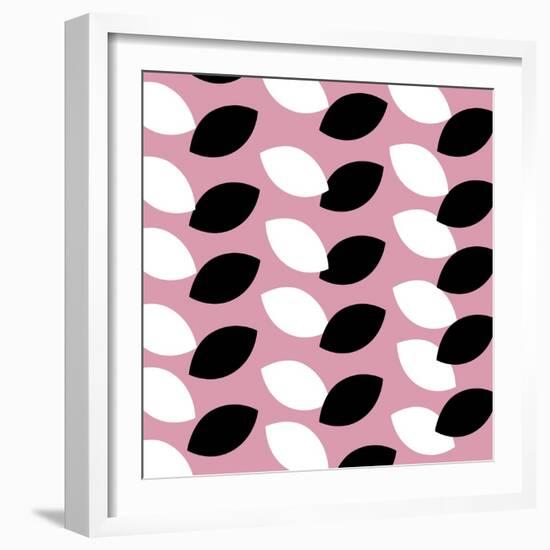 Black and White Leaves on Pink Pattern-null-Framed Giclee Print