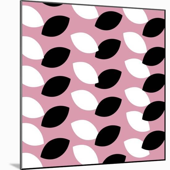 Black and White Leaves on Pink Pattern-null-Mounted Giclee Print