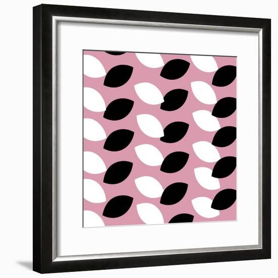 Black and White Leaves on Pink Pattern-null-Framed Giclee Print