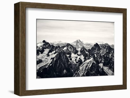 Black and White Mountain Landscape in the Alps, France.-badahos-Framed Photographic Print