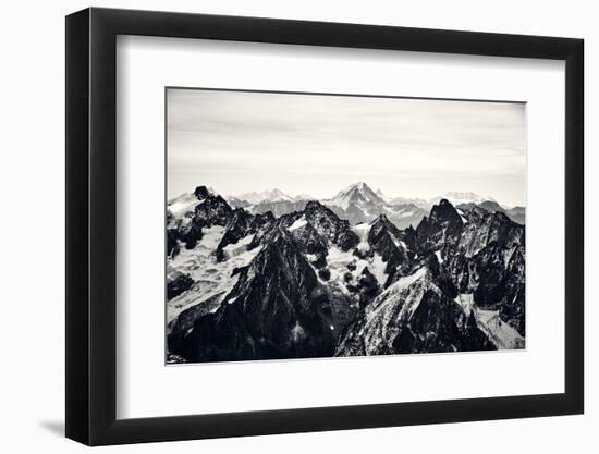 Black and White Mountain Landscape in the Alps, France.-badahos-Framed Photographic Print