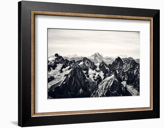 Black and White Mountain Landscape in the Alps, France.-badahos-Framed Photographic Print