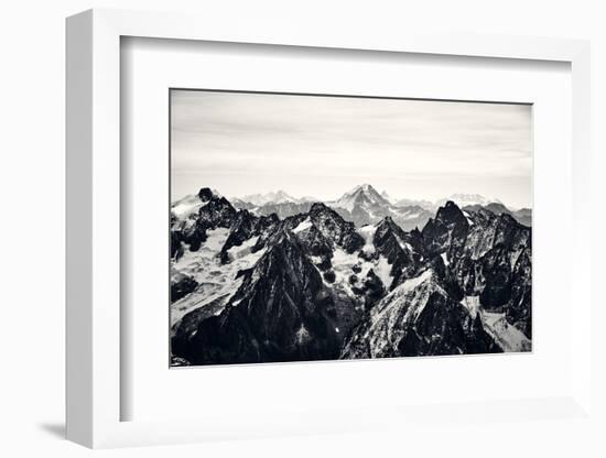 Black and White Mountain Landscape in the Alps, France.-badahos-Framed Photographic Print