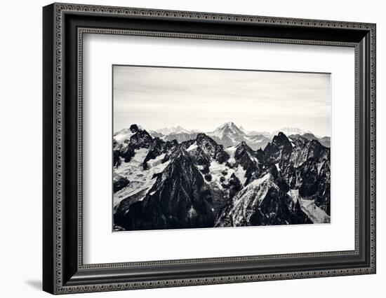 Black and White Mountain Landscape in the Alps, France.-badahos-Framed Photographic Print