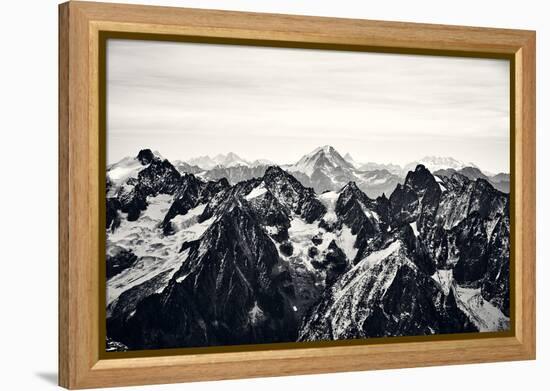 Black and White Mountain Landscape in the Alps, France.-badahos-Framed Premier Image Canvas