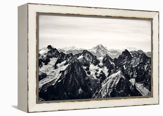 Black and White Mountain Landscape in the Alps, France.-badahos-Framed Premier Image Canvas