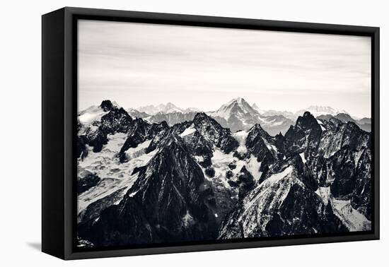 Black and White Mountain Landscape in the Alps, France.-badahos-Framed Premier Image Canvas